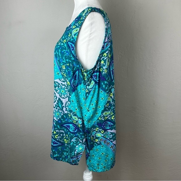 Diane von Furstenberg Color Authority Paisley Viscose Rayon Tunic Tank Size L - Picture 5 of 11
